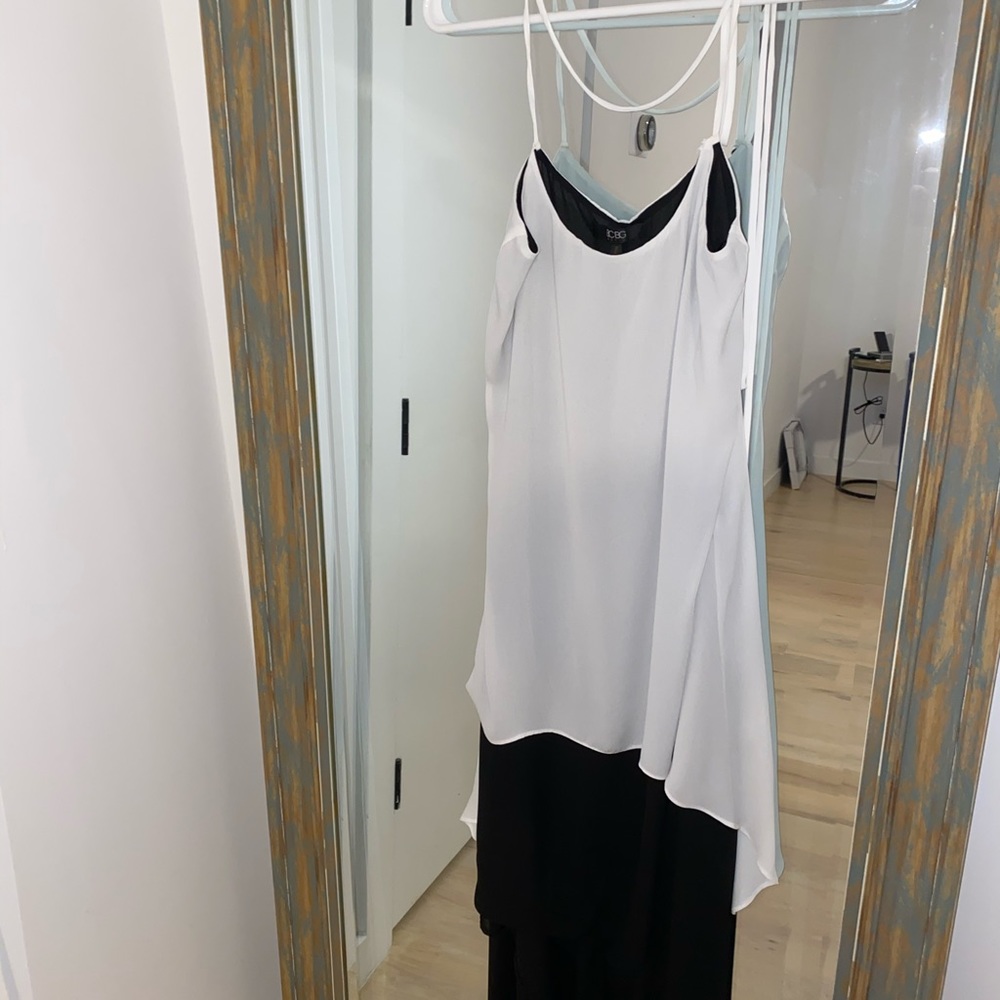 BCBG black and white high low maxi dress